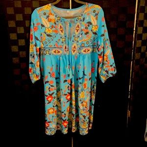 Custom BabyDoll Dress Turquoise/Flower (Med)